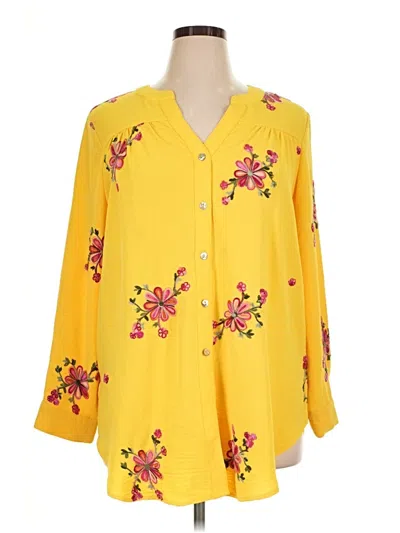 Pre-owned Fig And Flower 3/4 Sleeve Blouse In Yellow