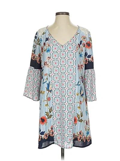 Pre-owned Fig And Flower Casual Dress In Blue