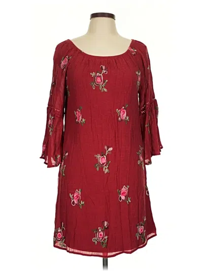 Pre-owned Fig And Flower Casual Dress In Burgundy