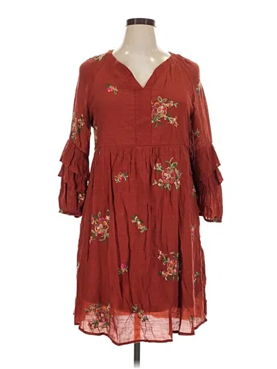 Pre-owned Fig And Flower Casual Dress In Burgundy