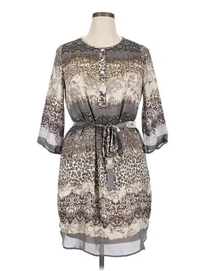 Pre-owned Fig And Flower Casual Dress In Gray