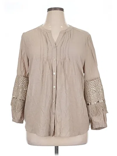 Pre-owned Fig And Flower Long Sleeve Blouse In Brown