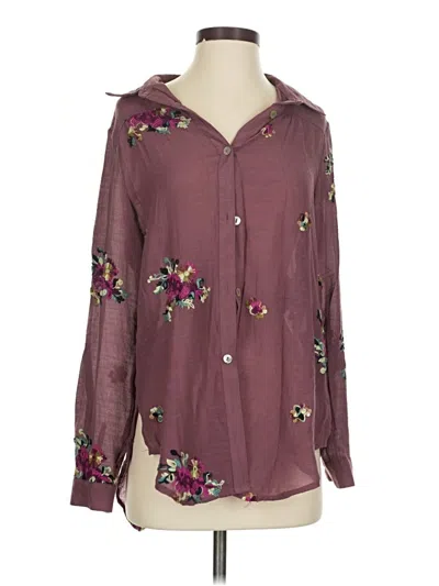 Pre-owned Fig And Flower Long Sleeve Blouse In Burgundy