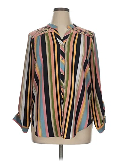 Pre-owned Fig And Flower Long Sleeve Blouse In Gold