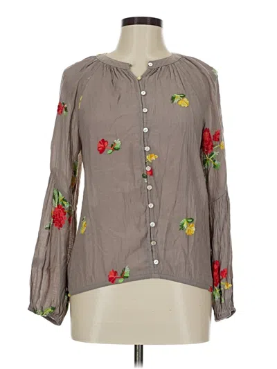 Pre-owned Fig And Flower Long Sleeve Blouse In Gray