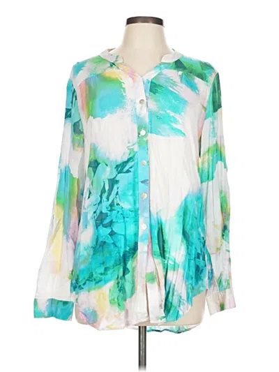 Pre-owned Fig And Flower Long Sleeve Blouse In Green