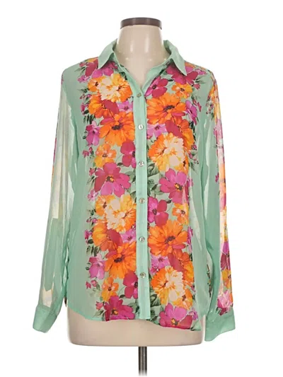 Pre-owned Fig And Flower Long Sleeve Blouse In Green