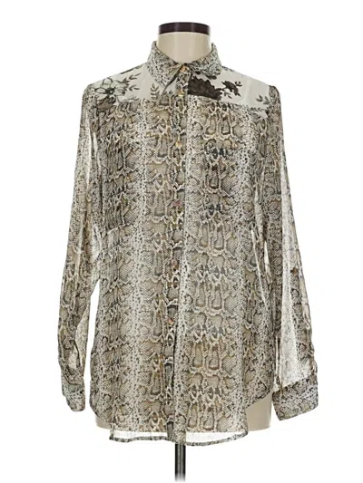 Pre-owned Fig And Flower Long Sleeve Blouse In Silver