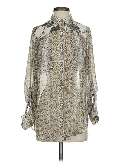 Pre-owned Fig And Flower Long Sleeve Blouse In Silver
