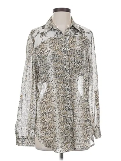 Pre-owned Fig And Flower Long Sleeve Blouse In Silver