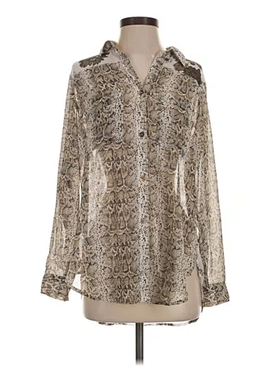 Pre-owned Fig And Flower Long Sleeve Blouse In Silver