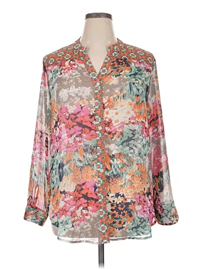 Pre-owned Fig And Flower Long Sleeve Blouse In Silver