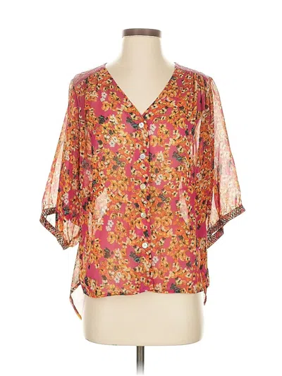 Pre-owned Fig And Flower Short Sleeve Blouse In Orange