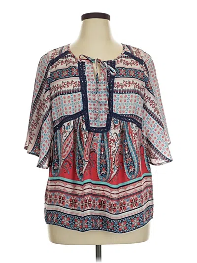 Pre-owned Fig And Flower Short Sleeve Blouse In Red