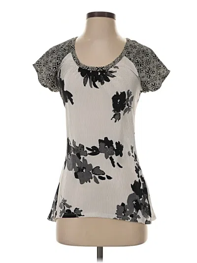 Pre-owned Fig And Flower Short Sleeve Top Gray Scoop Neck Tops