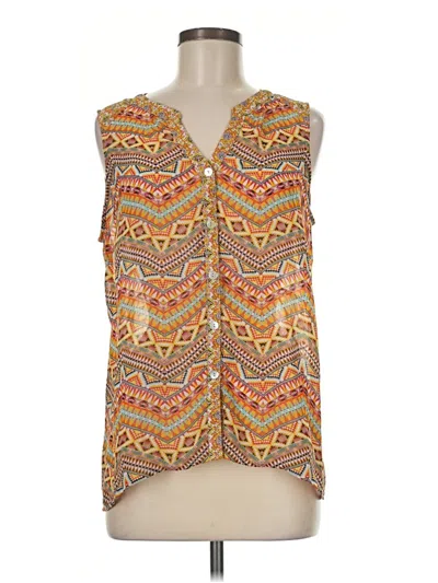 Pre-owned Fig And Flower Sleeveless Blouse In Brown