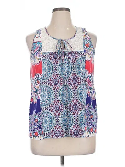 Pre-owned Fig And Flower Tank Top Blue Halter Neckline Tops