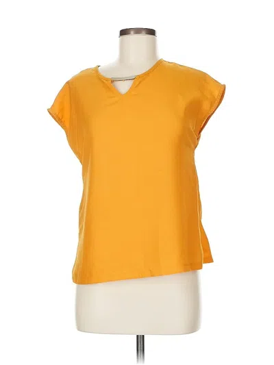 Pre-owned Fig Short Sleeve Top Yellow V Neck Tops