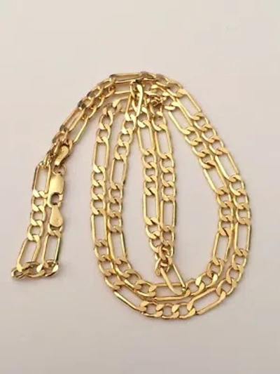 Pre-owned Figaro Chain Real 10k Yellow Gold Men Women  Necklace 20" 20 Inch 5 Mm 5mm Unisex