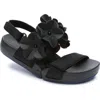 Figs By Figueroa Figs By Fiigueroa Figulous Flower Sandal In Black Fabric