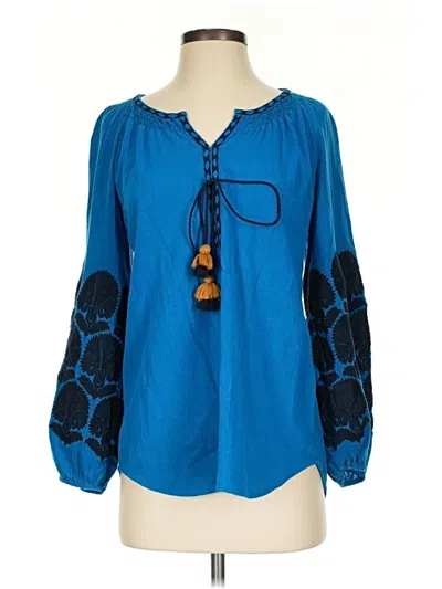 Pre-owned Figue 3/4 Sleeve Blouse In Blue