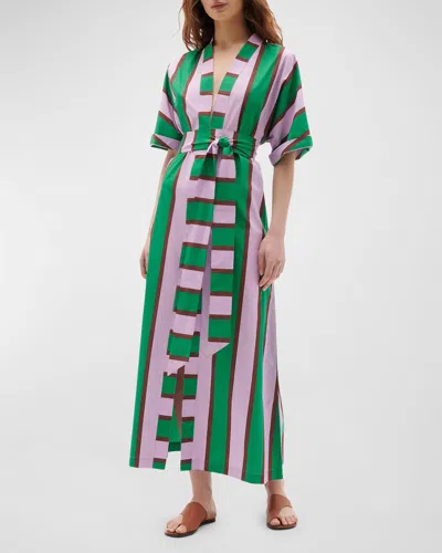 Figue Adalaide Striped Short-sleeve Maxi Dress In Chasing Stripe Pales