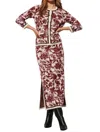 Figue Angela Sweater Skirt In Zinfandel Red Ikat In Multi