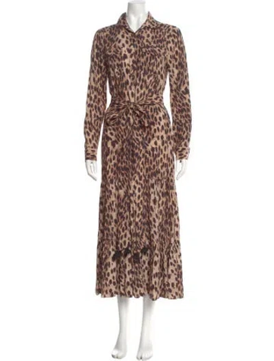 Pre-owned Figue Animal Print Long Dress In Neutral