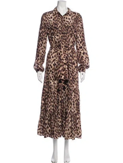 Pre-owned Figue Animal Print Long Dress In Neutral