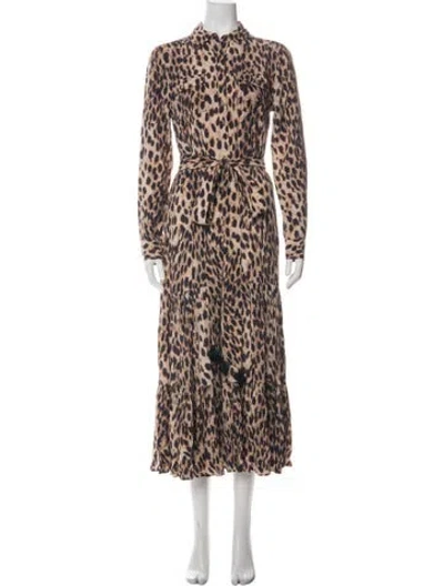 Pre-owned Figue Animal Print Long Dress In Neutrals