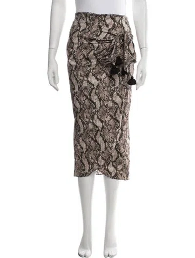Pre-owned Figue Animal Print Midi Length Skirt In Brown