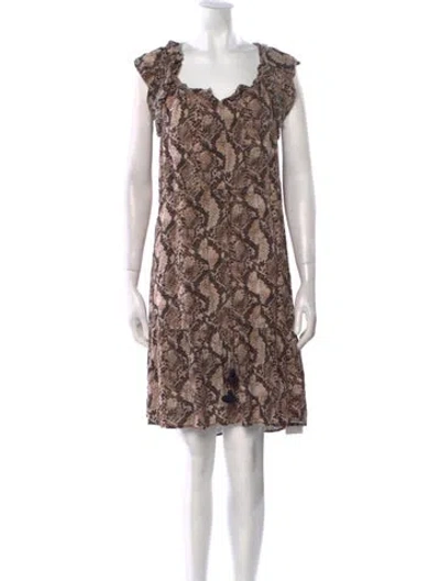 Pre-owned Figue Animal Print Mini Dress In Brown