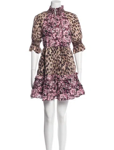 Pre-owned Figue Animal Print Mini Dress In Multi