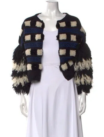 Pre-owned Figue Baby Alpaca Striped Sweater In Black