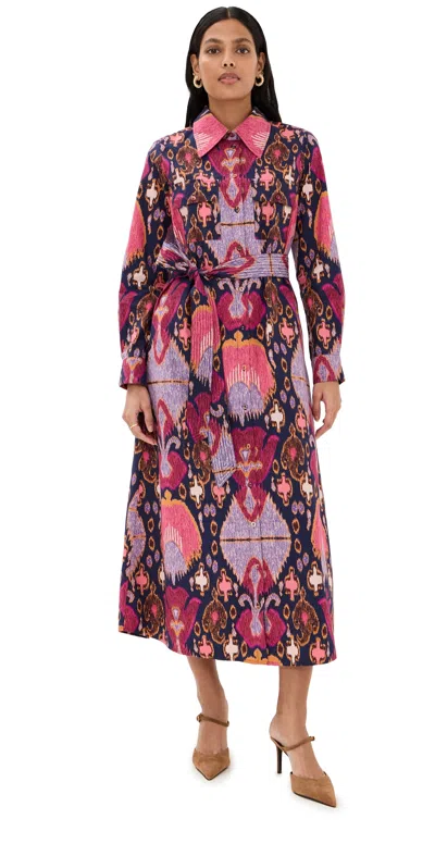 Figue Bassa Dress Fan Ikat True Navy