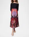 Figue Bastien Ikat-print Button-front Midi Skirt In Fan Ikat True Navy