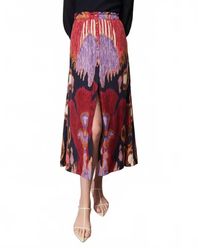 Figue Bastien Skirt In Fan Ikat Tue Navy