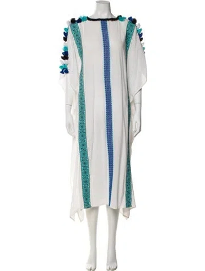 Pre-owned Figue Bateau Neckline Midi Length Dress In White