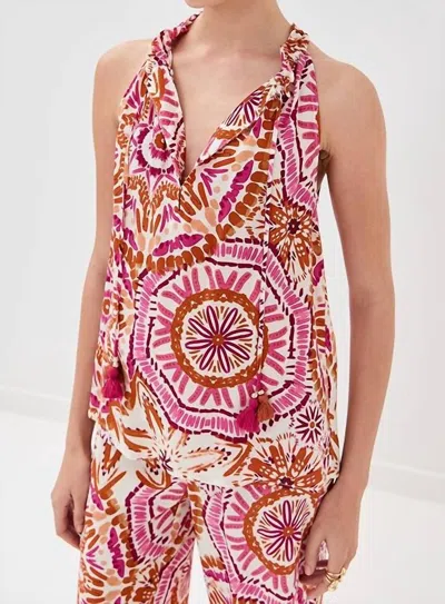 Figue Betty Top In Sunburst Medallion Azalea Pink In Multi