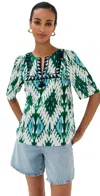 Figue Bodhi Top Iznik Ikat Garden Green In Green