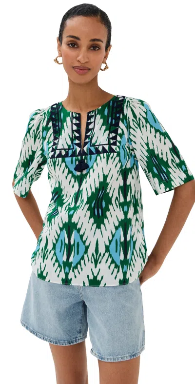 Figue Bodhi Top Iznik Ikat Garden Green
