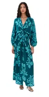 Figue Brenna Silk Dress Lustrous Lacework Gulf Teal In Blue