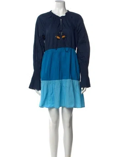 Pre-owned Figue Colorblock Pattern Mini Dress In Blue