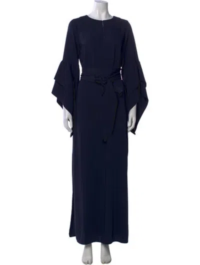 Pre-owned Figue Crew Neck Long Dress W/ Tags In Blue