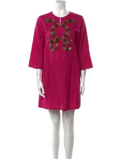 Pre-owned Figue Crew Neck Mini Dress In Pink