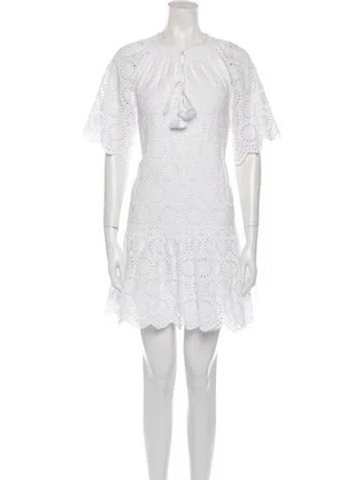 Pre-owned Figue Crew Neck Mini Dress In White