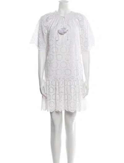 Pre-owned Figue Crew Neck Mini Dress In White