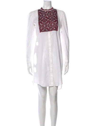 Pre-owned Figue Crew Neck Mini Dress In White