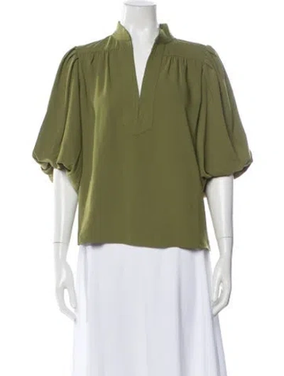 Pre-owned Figue Crew Neck Short Sleeve Blouse W/ Tags In Green