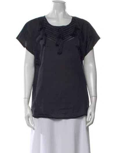 Pre-owned Figue Crew Neck Short Sleeve Top In Blue